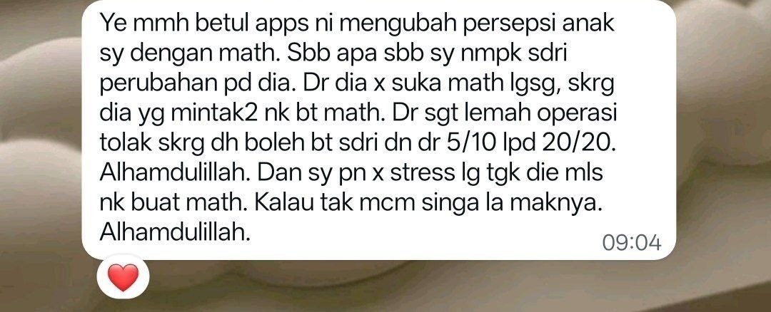 Maklum balas ibu bapa tentang anak jadi lebih fokus semasa belajar sendiri.